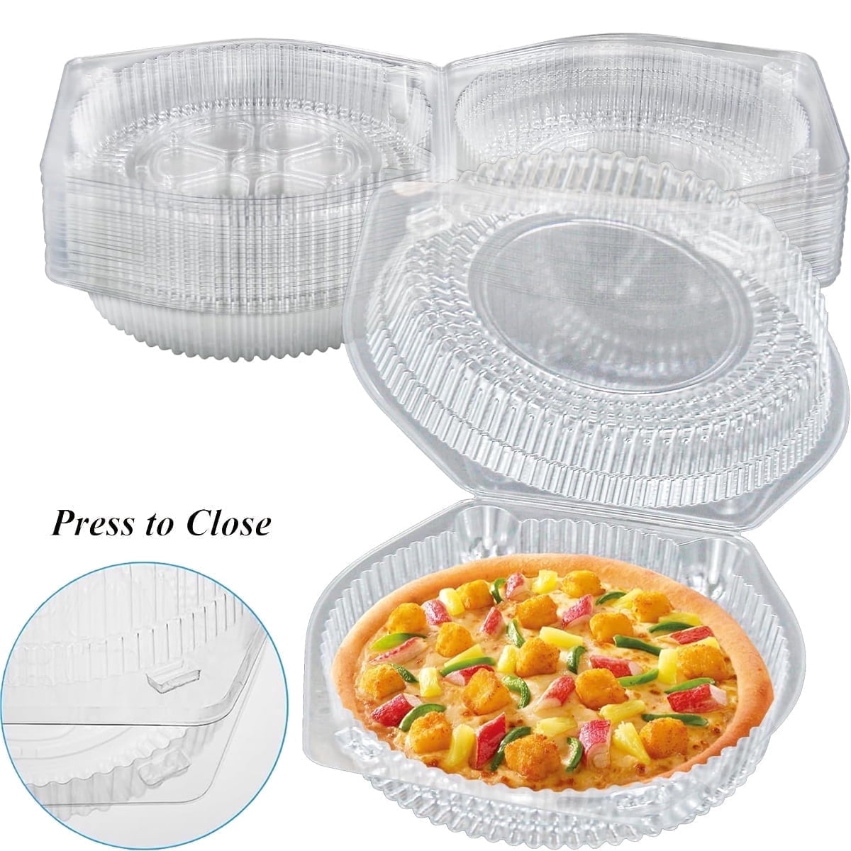 Tutuviw 20 Pcs 8" Plastic Disposable Pie Containers With Lids, Round Pie Keepers with Hinged Locking Lids, Flan Cake Containers for Transport Fruits Vegetables Storage Takeout Boxes 9"