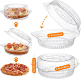 Tutuviw 20 Pcs 8" Plastic Disposable Pie Containers With Lids, Round Pie Keepers with Hinged Locking Lids, Flan Cake Containers for Transport Fruits Vegetables Storage Takeout Boxes 9"