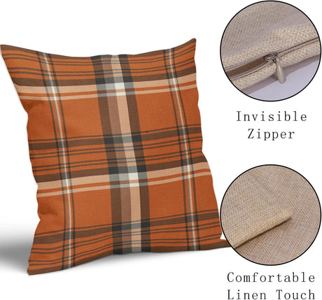 Fall Plaid Pillow Covers 18x18 Set of 2 Burnt Orange Blue Buffalo Plaid Tartan Print Autumn Colored Decorative Outdoor Pillowcases Farmhouse Rustic Throw Cushion Case Decor for Home Couch Sofa Bed 18x18 2pcs Blue Sage Green