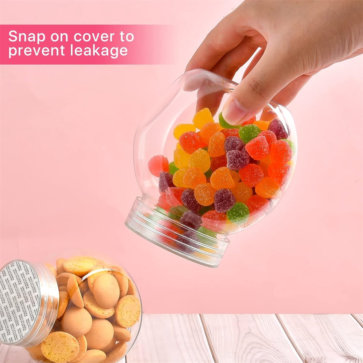 Tutuviw Candy Jars with Lids,6 Pcs 7.7ozCookie Containers Candy Jars with Lids,3 x 2in Plastic Snack Jars for Candy Buffet and Party Table, Candy Buffet Containers,Cookie Jars Dry Food Jars