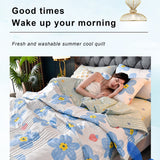 Quilts for Queen Bed Light Bedspreads,Soft Bed Summer Quilt Lightweight Microfiber Bedspread,Modern Style Flowers Pattern Coverlet for All Season Blue
