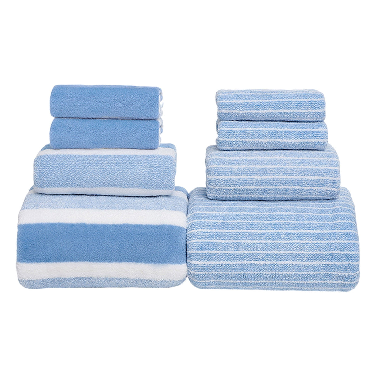 Clearance 8 Pack Plush Absorbent 100% Cotton Bath Towel Set, 2 Bath Towels 4 Hand Towels 2 Washcloths, Luxury 8 Piece Towel Set for Bathroom SPA Gym, Family Bath Towel Set Blue