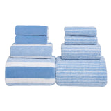 Clearance 8 Pack Plush Absorbent 100% Cotton Bath Towel Set, 2 Bath Towels 4 Hand Towels 2 Washcloths, Luxury 8 Piece Towel Set for Bathroom SPA Gym, Family Bath Towel Set Blue