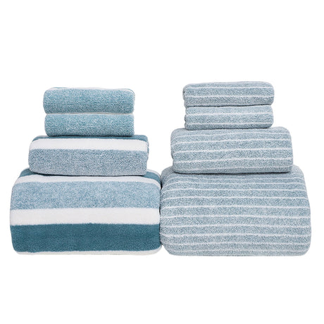 Clearance 8 Pack Plush Absorbent 100% Cotton Bath Towel Set, 2 Bath Towels 4 Hand Towels 2 Washcloths, Luxury 8 Piece Towel Set for Bathroom SPA Gym, Family Bath Towel Set Green
