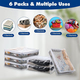 Tutuviw 6 Pcs Clear Vinyl Zippered Sweater Storage Bags,Plastic Clothing Storage Bags with Zipper,Plastic Clothing Storage Bags,Space Saver Comforter Clear Storage Bags,Cube Organizer
