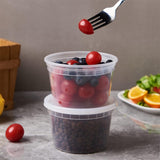 16 oz Deli Containers with Lids,Stackable Food Storage Box,Disposable Takeout Containers,Airtight Leakproof Round Bowls,Non-Spill Plastic Soup Cups,Freezer Safe,for Meal Prep 12Pcs Clear