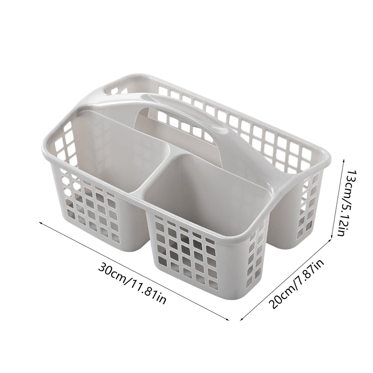 Plastic Storage Divided Tool Bin, 3 Compartments Plastic Shower Caddy Basket, Portable Divided Cleaning Supply Storage Organizer with Handle Gray