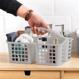 Plastic Storage Divided Tool Bin, 3 Compartments Plastic Shower Caddy Basket, Portable Divided Cleaning Supply Storage Organizer with Handle Gray