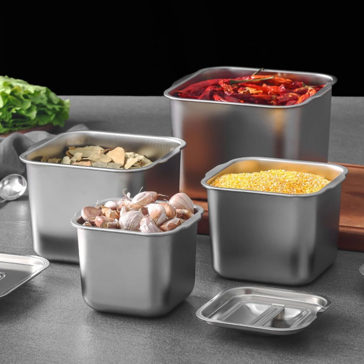QZS Condiment Storage Container,6.3x4.7" Stainless Steel Dipping Sauce Dish for Home,Stainless Steel Storage Container for Appetizer 6.3" x 4.7"
