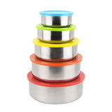 5PC Stainless Steel Food Containers with Silicone Lids,Kitchen Food Storage Containers,Nesting Lunch Box Set,for Meal Prep,Office,Travel,Microwave Safe,Rustproof Multicolor