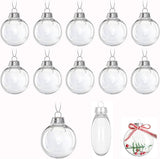 12 Pcs Flat Round Paintable Clear Christmas Bulbs 2.4" Plastic Flat Fillable Christmas Ornaments Balls for Customized Holiday Decor,Clear Plastic Ornaments Ball for Xmas DIY Fillable Ornament