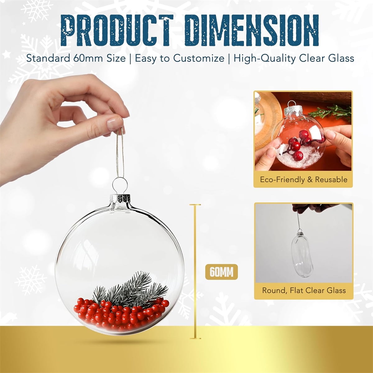 12 Pcs Flat Round Paintable Clear Christmas Bulbs 2.4" Plastic Flat Fillable Christmas Ornaments Balls for Customized Holiday Decor,Clear Plastic Ornaments Ball for Xmas DIY Fillable Ornament
