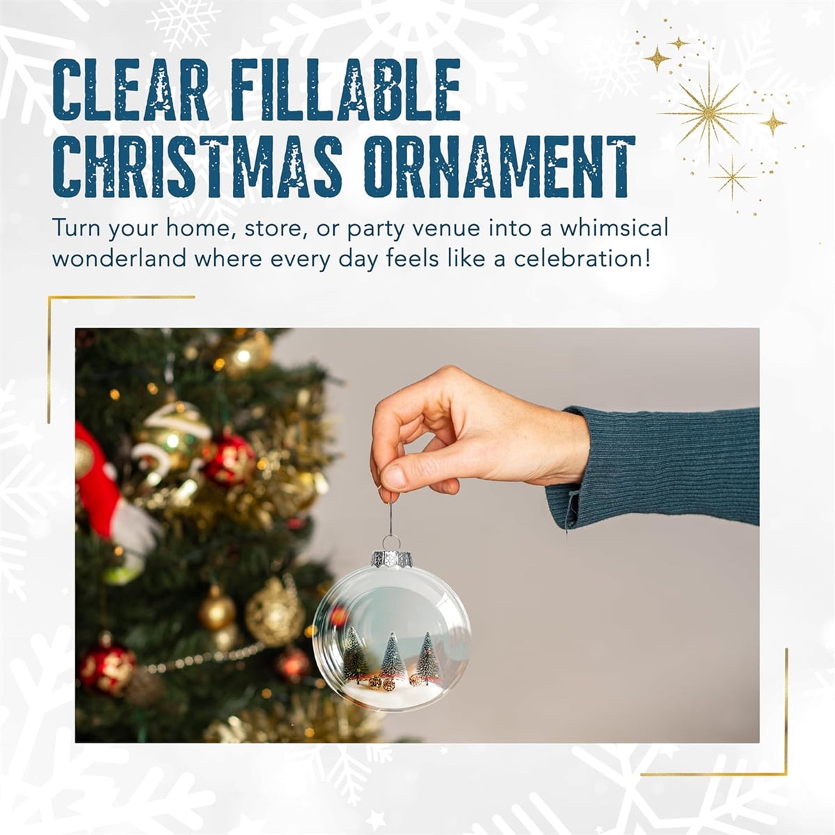 12 Pcs Flat Round Paintable Clear Christmas Bulbs 2.4" Plastic Flat Fillable Christmas Ornaments Balls for Customized Holiday Decor,Clear Plastic Ornaments Ball for Xmas DIY Fillable Ornament