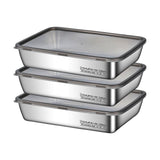 Large Stainless Steel Food Containers, Stainless Steel Dumpling Box, Rectangle Food Storage Box, Leak Proof Plastic Lid, Airtight Meat Storage Container, for Fridge, Kitchen, Dishwasher Safe Silver