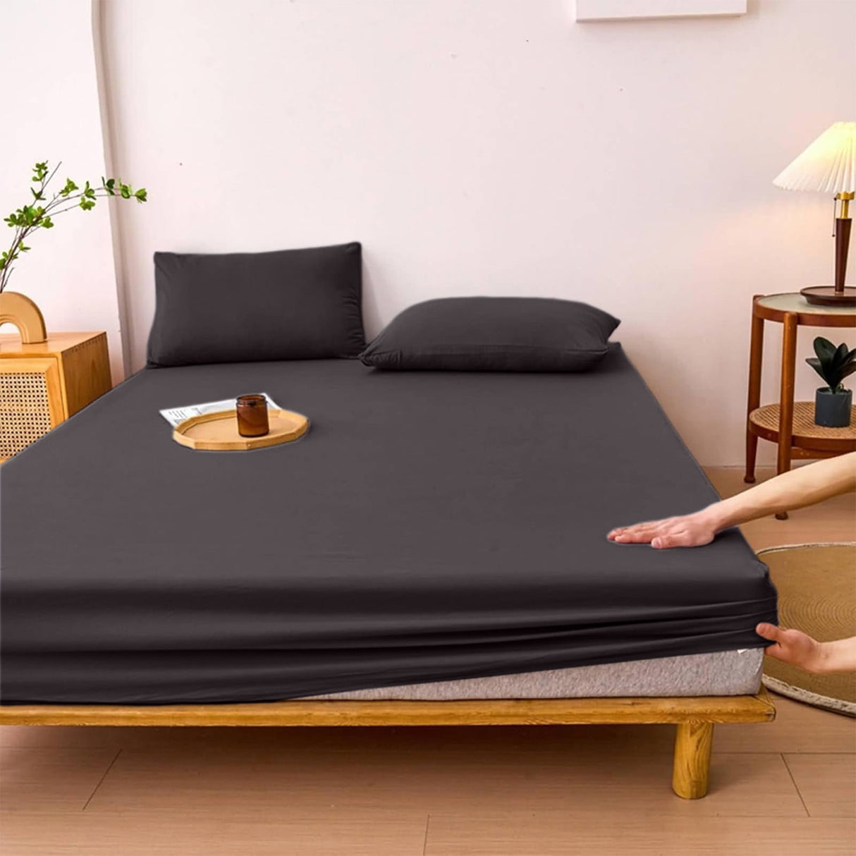 \u200b\u200bNon-Sliping Bedding Twin Fitted Sheet,Soft Elastic Fiber Bed Sheets With Deep Pocket,Machines Washable,Shrinkage And Fade Resistants 140x200x30cm Green