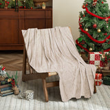 Christmas Solid Color Blanket, 59x39" Soft Warm Throw Blanket, Light-weight Plush Throw Blanket for Bed Sofa Camping Airplane Holiday Beige