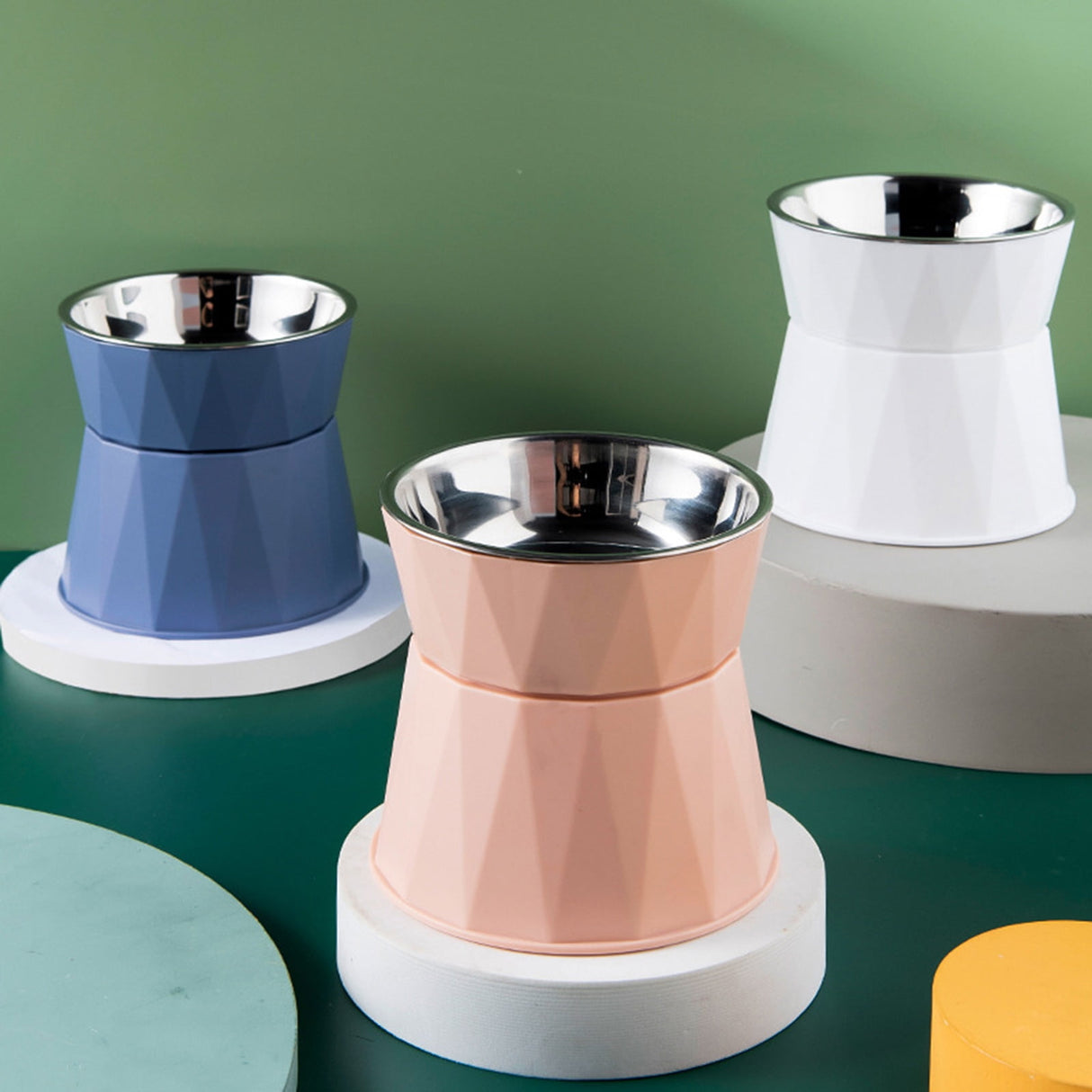 Dog Bowl Raised Cat Food Water Bowls with Detachable Elevated Stand Pet Stainless Steel Feeder Bowl No-Spill Anti Slip Pink