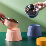 Dog Bowl Raised Cat Food Water Bowls with Detachable Elevated Stand Pet Stainless Steel Feeder Bowl No-Spill Anti Slip Pink