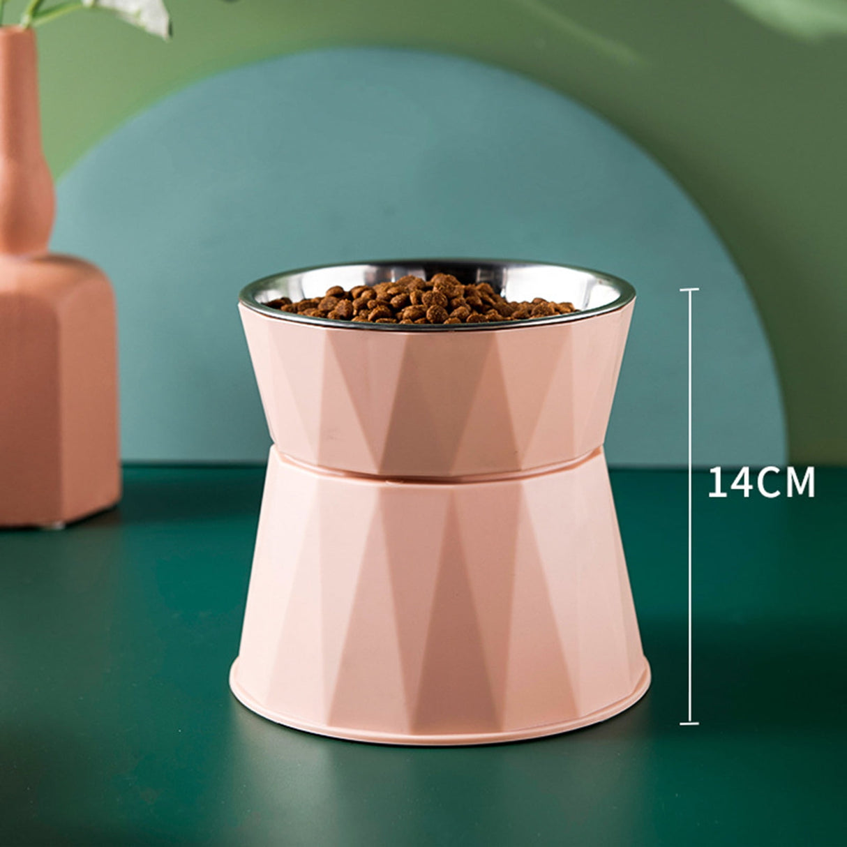 Dog Bowl Raised Cat Food Water Bowls with Detachable Elevated Stand Pet Stainless Steel Feeder Bowl No-Spill Anti Slip Pink