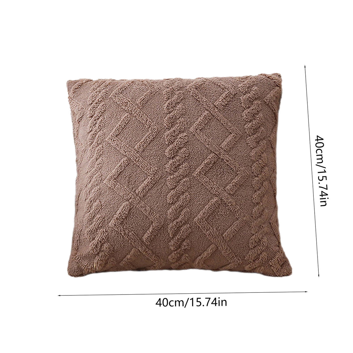 Summer Throw Pillows, Geometric Jacquard Plush Throw Pillow for Couch Bed Sofa, Farmhouse Neutral Solid Color Soft Cushion, Plush Short Wool Throw Pillow, for Living Room Bedroom Bed, 1Pc Brown