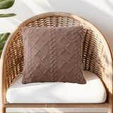 Summer Throw Pillows, Geometric Jacquard Plush Throw Pillow for Couch Bed Sofa, Farmhouse Neutral Solid Color Soft Cushion, Plush Short Wool Throw Pillow, for Living Room Bedroom Bed, 1Pc Brown