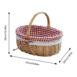 Wicker Picnic Basket with Handles and Linen Cloth Lining, Empty Baskets for Gifts, Woven Easter Basket, Willow Picnic Hamper Garden Harvest Basket, for Easter Egg Gathering, Candy, Toys Red