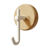 Wreath Hanger for Front Door, No Drilling Walnut Hook, Stick on Wall Hook, Self-Adhesive Household Hook for Towels, Keys, Hats, Coats, Bags 2PCS White
