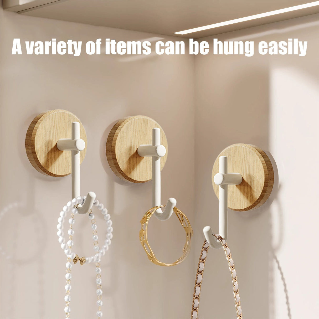 Wreath Hanger for Front Door, No Drilling Walnut Hook, Stick on Wall Hook, Self-Adhesive Household Hook for Towels, Keys, Hats, Coats, Bags 2PCS White