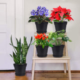 Tutuviw 4 inch Plant Pots,Plastic Planters with Drainage Holes and Saucers for Flowers Plants, Succulents,Seed Starting Pots, Black，8Pack 4inch-Black