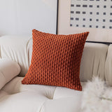 Holzlrgus Fall Set of 2 Striped Textured Velvet Corduroy Decorative Europe Sham Seasonal Autumn Throw Pillow Cushion Cover for Couch, (60x60 cm, 24inch) 22 x 22-Inch Burnt Brick