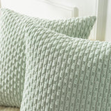 Holzlrgus Fall Set of 2 Striped Textured Velvet Corduroy Decorative Europe Sham Seasonal Autumn Throw Pillow Cushion Cover for Couch, (60x60 cm, 24inch), Burnt Brick 20 x 20-Inch Dark Green