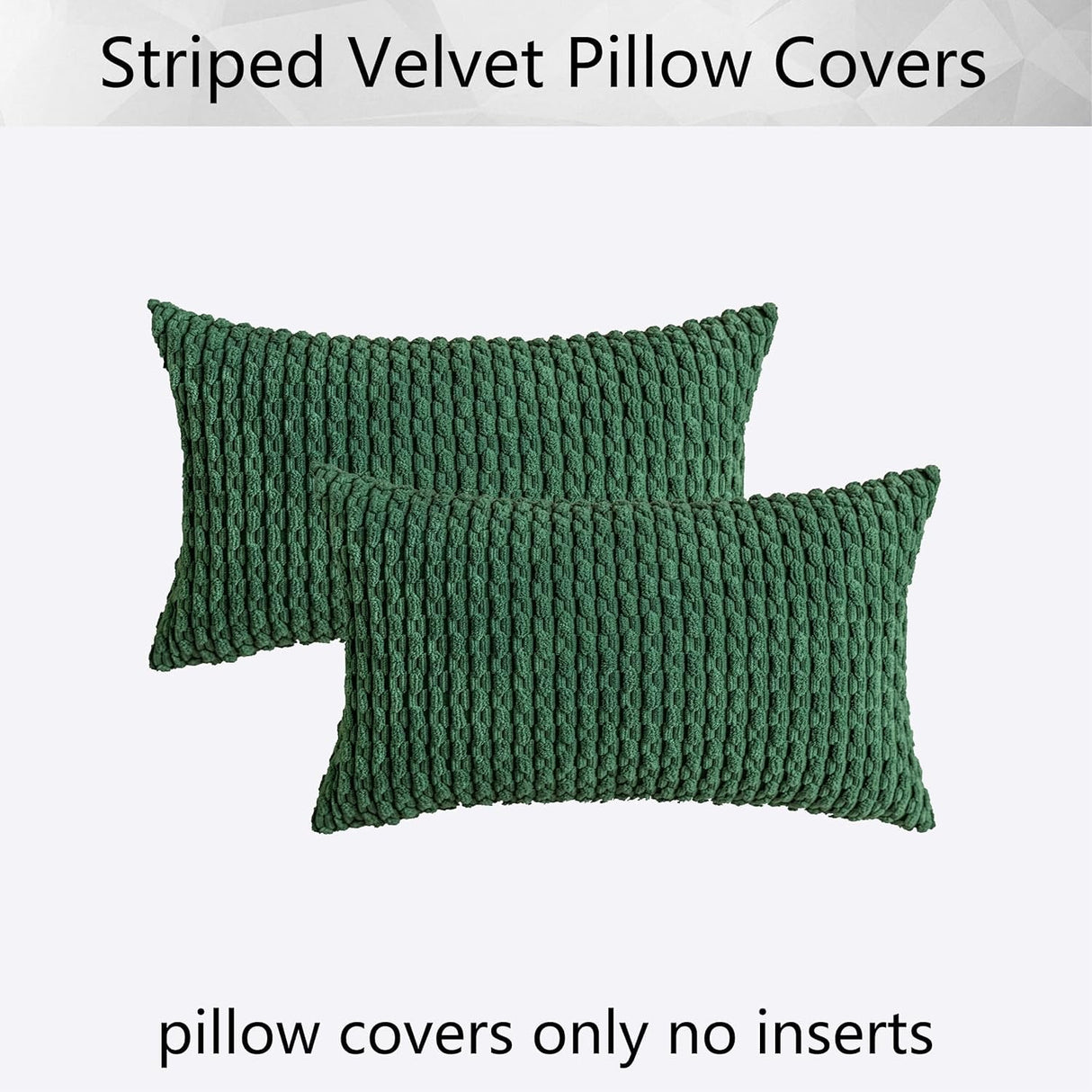 Holzlrgus Fall Set of 2 Striped Textured Velvet Corduroy Decorative Europe Sham Seasonal Autumn Throw Pillow Cushion Cover for Couch, (60x60 cm, 24inch), Burnt Brick 22 x 22-Inch Dark Green