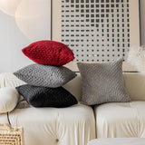Holzlrgus Fall Set of 2 Striped Textured Velvet Corduroy Decorative Europe Sham Seasonal Autumn Throw Pillow Cushion Cover for Couch, (60x60 cm, 24inch), Burnt Brick 22 x 22-Inch Dark Grey
