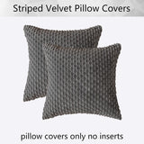 Holzlrgus Fall Set of 2 Striped Textured Velvet Corduroy Decorative Europe Sham Seasonal Autumn Throw Pillow Cushion Cover for Couch, (60x60 cm, 24inch), Burnt Brick 22 x 22-Inch Dark Grey