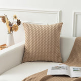 Holzlrgus Fall Set of 2 Striped Textured Velvet Corduroy Decorative Europe Sham Seasonal Autumn Throw Pillow Cushion Cover for Couch, (60x60 cm, 24inch), Burnt Brick 22 x 22-Inch Tan