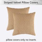 Holzlrgus Fall Set of 2 Striped Textured Velvet Corduroy Decorative Europe Sham Seasonal Autumn Throw Pillow Cushion Cover for Couch, (60x60 cm, 24inch), Burnt Brick 22 x 22-Inch Tan