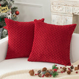 Holzlrgus Fall Set of 2 Striped Textured Velvet Corduroy Decorative Europe Sham Seasonal Autumn Throw Pillow Cushion Cover for Couch, (60x60 cm, 24inch), Burnt Brick 16 x 16-Inch Yellow