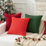 Holzlrgus Fall Set of 2 Striped Textured Velvet Corduroy Decorative Europe Sham Seasonal Autumn Throw Pillow Cushion Cover for Couch, (60x60 cm, 24inch), Burnt Brick 16 x 16-Inch Yellow