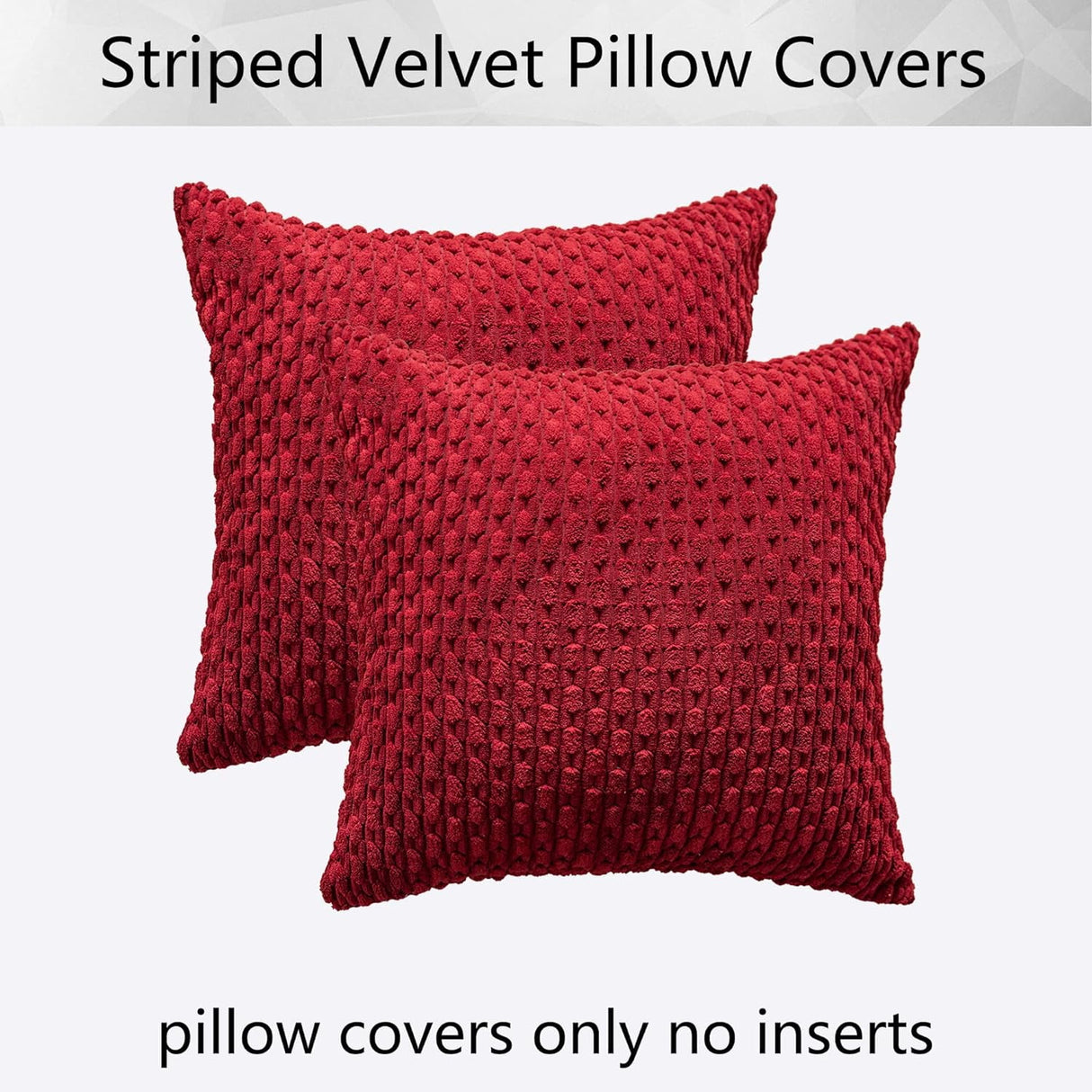 Holzlrgus Fall Set of 2 Striped Textured Velvet Corduroy Decorative Europe Sham Seasonal Autumn Throw Pillow Cushion Cover for Couch, (60x60 cm, 24inch), Burnt Brick 16 x 16-Inch Yellow