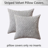 Holzlrgus Fall Set of 2 Striped Textured Velvet Corduroy Decorative Europe Sham Seasonal Autumn Throw Pillow Cushion Cover for Couch, (60x60 cm, 24inch), Burnt Brick 18 x 18-Inch Yellow
