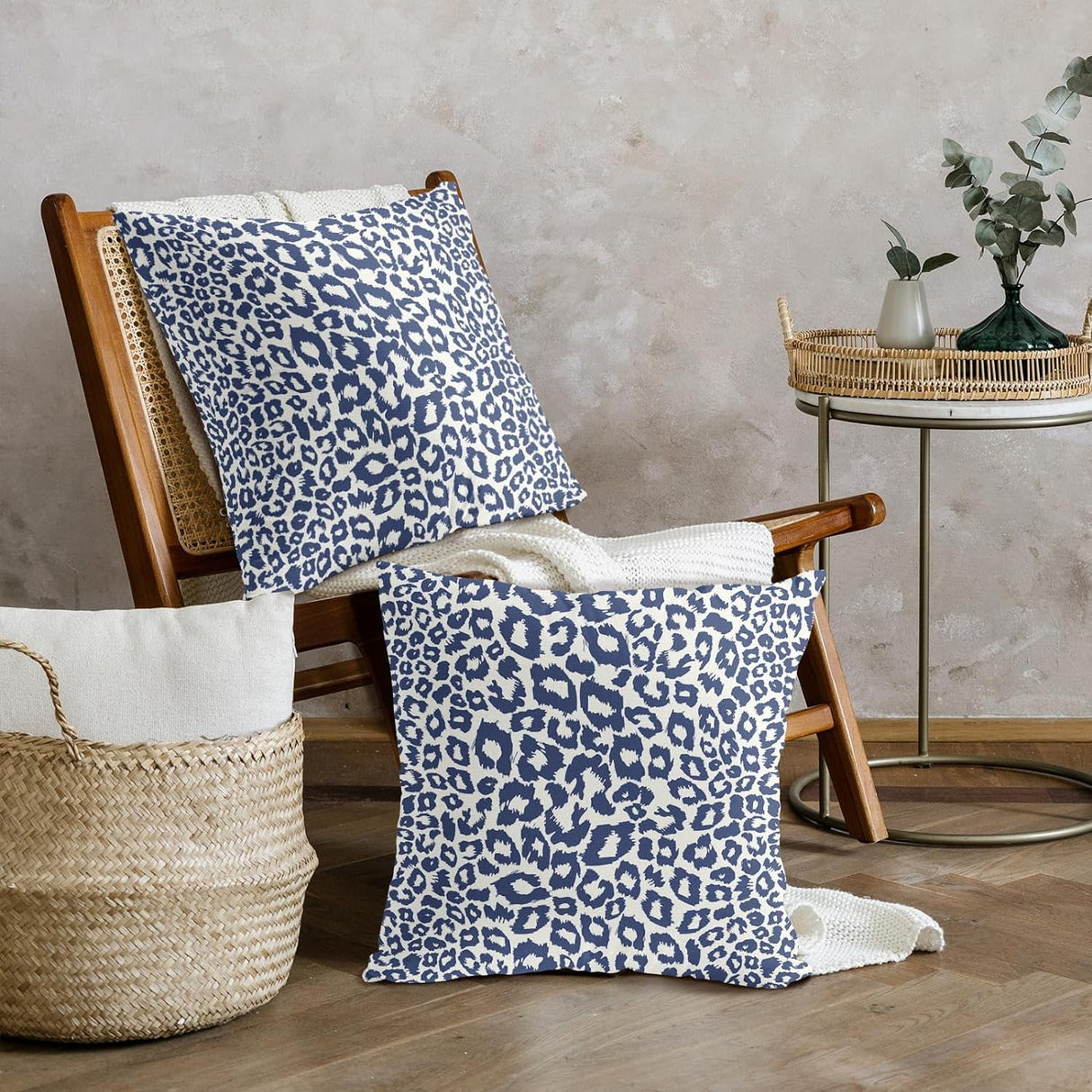 Lime Green White Leopard Print Pillow Covers 18x18 Inch Set of 2 Cheetah Animal Spots Decorative Throw Pillows For Couch Farmhouse Chinoiserie Pillow Cases Home Decor For Room Sofa Bed Porch Outdoor 18" x 18" Green Leopard