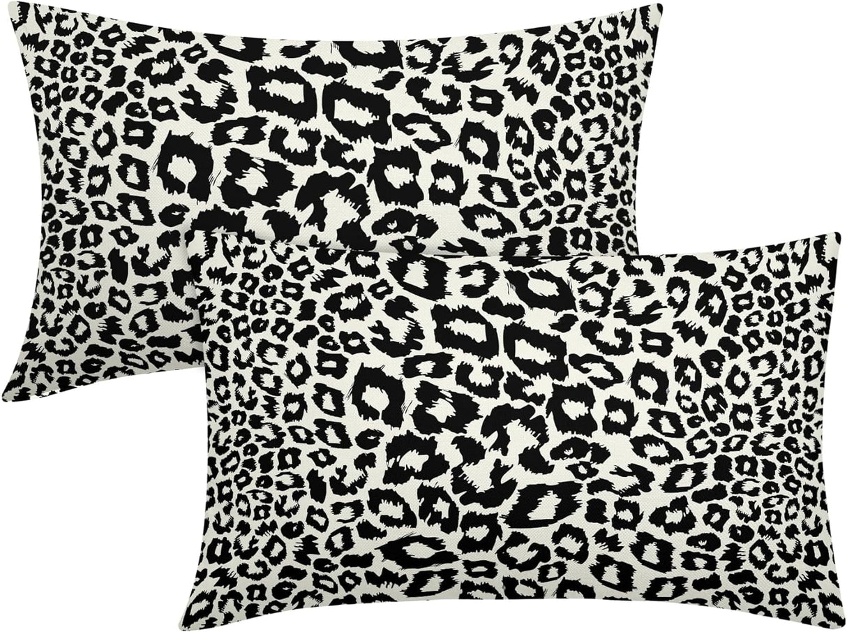 Lime Green White Leopard Print Pillow Covers 18x18 Inch Set of 2 Cheetah Animal Spots Decorative Throw Pillows For Couch Farmhouse Chinoiserie Pillow Cases Home Decor For Room Sofa Bed Porch Outdoor 12" x 20" Wine Red