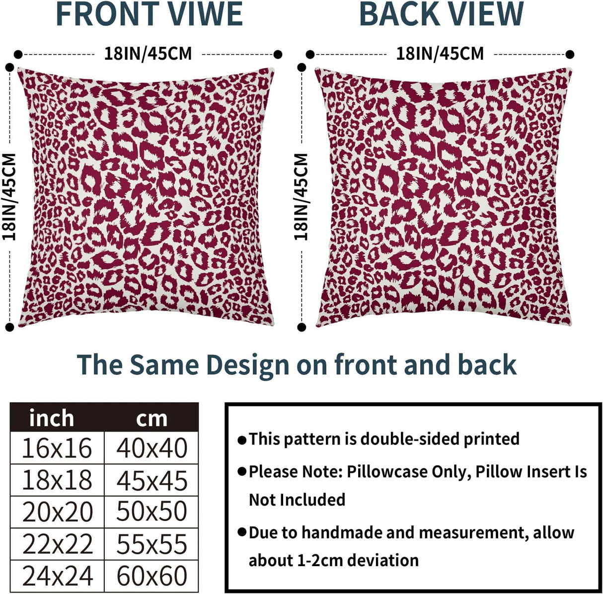 Lime Green White Leopard Print Pillow Covers 18x18 Inch Set of 2 Cheetah Animal Spots Decorative Throw Pillows For Couch Farmhouse Chinoiserie Pillow Cases Home Decor For Room Sofa Bed Porch Outdoor 16" x 16" Wine Red