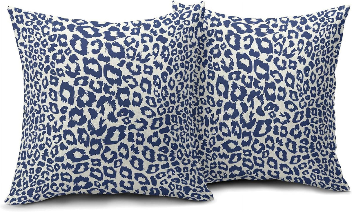 Lime Green White Leopard Print Pillow Covers 18x18 Inch Set of 2 Cheetah Animal Spots Decorative Throw Pillows For Couch Farmhouse Chinoiserie Pillow Cases Home Decor For Room Sofa Bed Porch Outdoor 18" x 18" Yellow Leopard