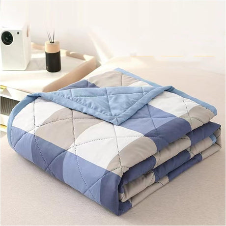 Cooling Quilt, Thin Quilts Summer Lightweight Comforter, Full Washed Cotton, Machine Washable, Soft Comfy Breathable Sleep Blanket for Hot Sleeper, Ultra-Cool Lightweight (Blue, Queen) Queen Blue