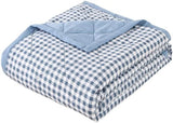 Cooling Quilt, Thin Quilts Summer Lightweight Comforter, Full Washed Cotton, Machine Washable, Soft Comfy Breathable Sleep Blanket for Hot Sleeper, Ultra-Cool Lightweight (Blue, Queen) Queen Light blue