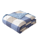 Cooling Quilt, Thin Quilts Summer Lightweight Comforter, Full Washed Cotton, Machine Washable, Soft Comfy Breathable Sleep Blanket for Hot Sleeper, Ultra-Cool Lightweight (Blue, Queen) Queen Light blue