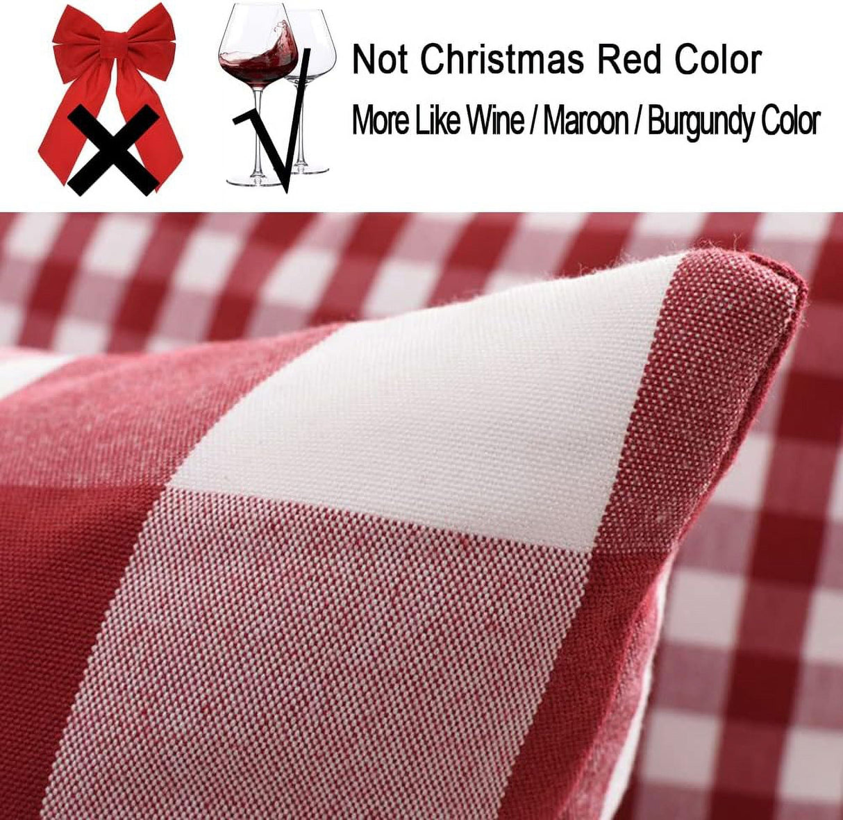 Light Blue Farmhouse Buffalo Plaid Pillow Covers 18x18 Set of 2 Patio Outdoor Decor Neutral Checkered Pillow Covers 18 x 18, Blue and White Gingham 20x20 Square Burgundy