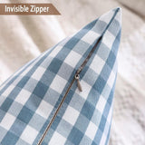 Light Blue Farmhouse Buffalo Plaid Pillow Covers 18x18 Set of 2 Patio Outdoor Decor Neutral Checkered Pillow Covers 18 x 18, Blue and White Gingham Pinstripe 18"x18", Set of 2 Greyish Blue