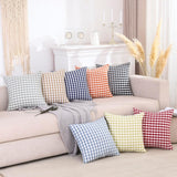 Light Blue Farmhouse Buffalo Plaid Pillow Covers 18x18 Set of 2 Patio Outdoor Decor Neutral Checkered Pillow Covers 18 x 18, Blue and White Gingham Plaid Gingham 18"x18", Set of 2 Khaki